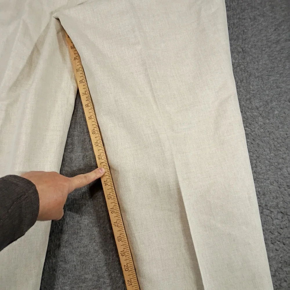 Vintage Denver Hayes Linen Pleated Trousers Pants Mens 40x32 Beige CANADA MADE